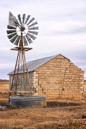 Windmill and Abandoned Building