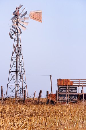 Abandoned Windmill and Cornfield