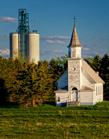 church and silos-Harlow, ND